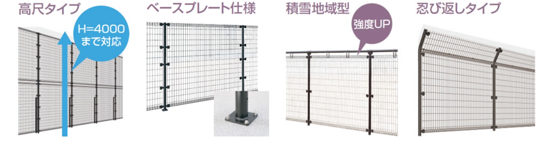 特殊な設置条件にも対応可能なバリエーション　三協アルミ　門・フェンスまわり　フェンス・スクリーン　目隠し　モダン　おしゃれ　エクステリア　愛知・名古屋の外構専門店パートナーホームのエクステリア　製品一覧 スチールメッシュ　ユメッシュR型フェンス|パートナーホーム