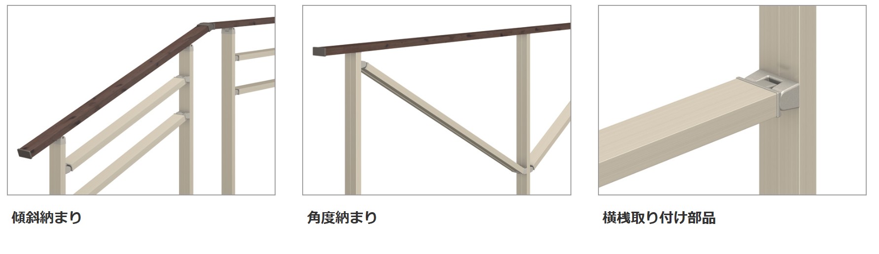 傾斜納まりタイプ　三協アルミ　門・フェンスまわり　目隠し　モダン　おしゃれ　エクステリア　愛知・名古屋の外構専門店パートナーホームのエクステリア　製品一覧　歩行者用補助手すり　ジーエムライン|パートナーホーム