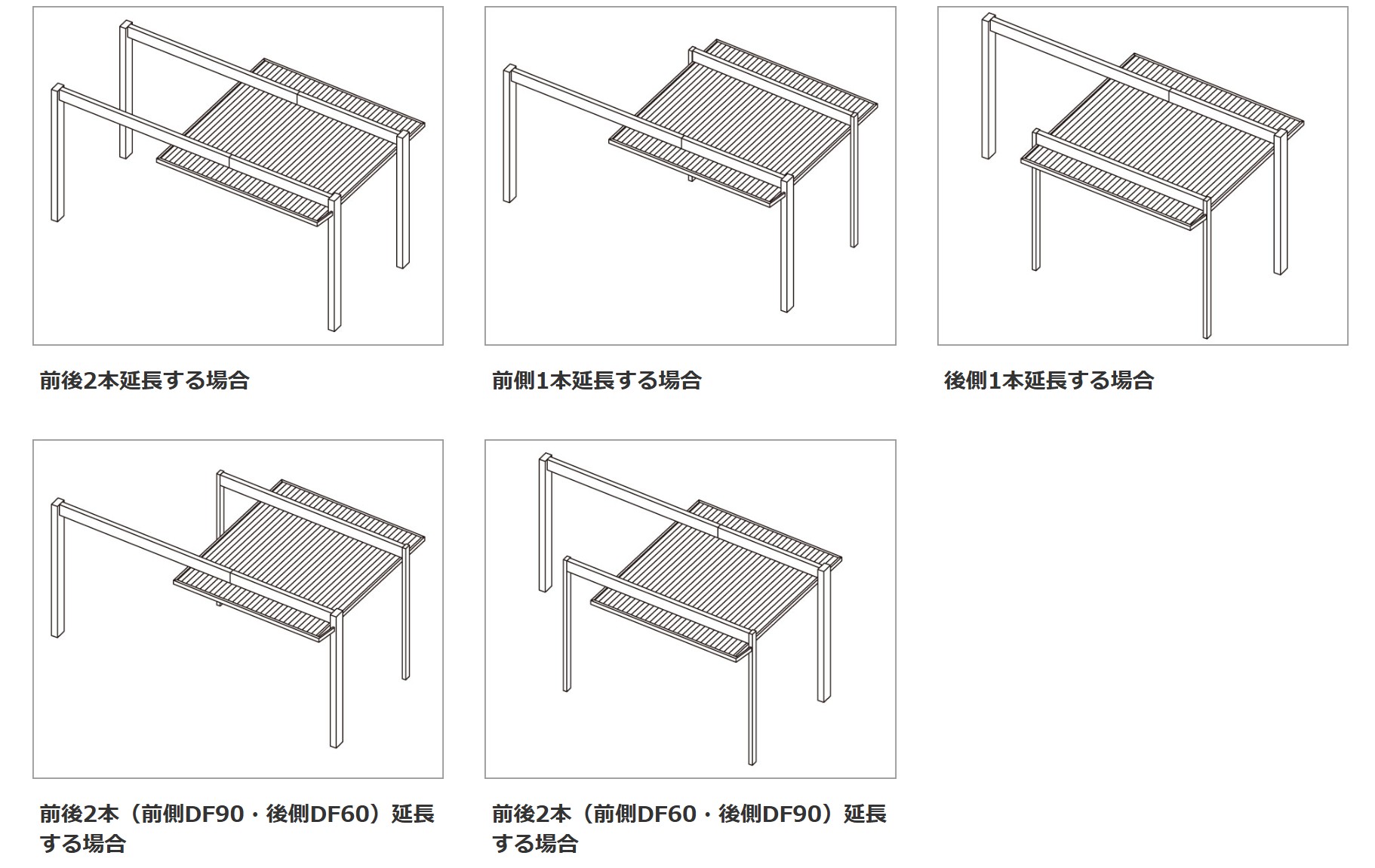 敷地形状に合わせて梁の延長が可能　2台用（DF90）　三協アルミ　車庫まわり　カーポート　モダン　おしゃれ　エクステリア　愛知・名古屋の外構専門店パートナーホームのエクステリア　製品一覧　FⅡ-RW（両側支持タイプ）|パートナーホーム