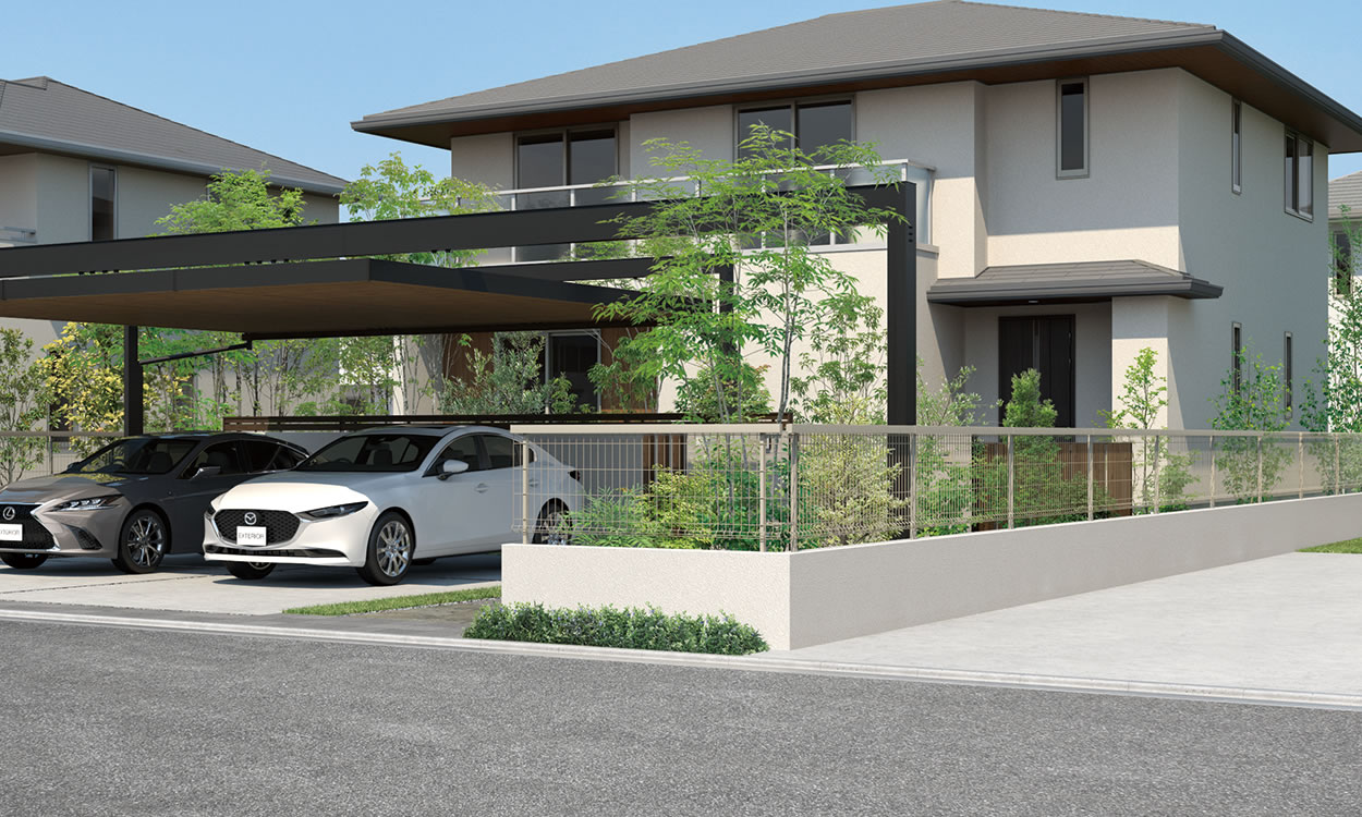 笠木タイプE型 アーバングレー　三協アルミ　門・フェンスまわり　フェンス・スクリーン　目隠し　モダン　おしゃれ　エクステリア　愛知・名古屋の外構専門店パートナーホームのエクステリア　製品一覧 スチールメッシュ　ユメッシュプラス　笠木タイプ|パートナーホーム