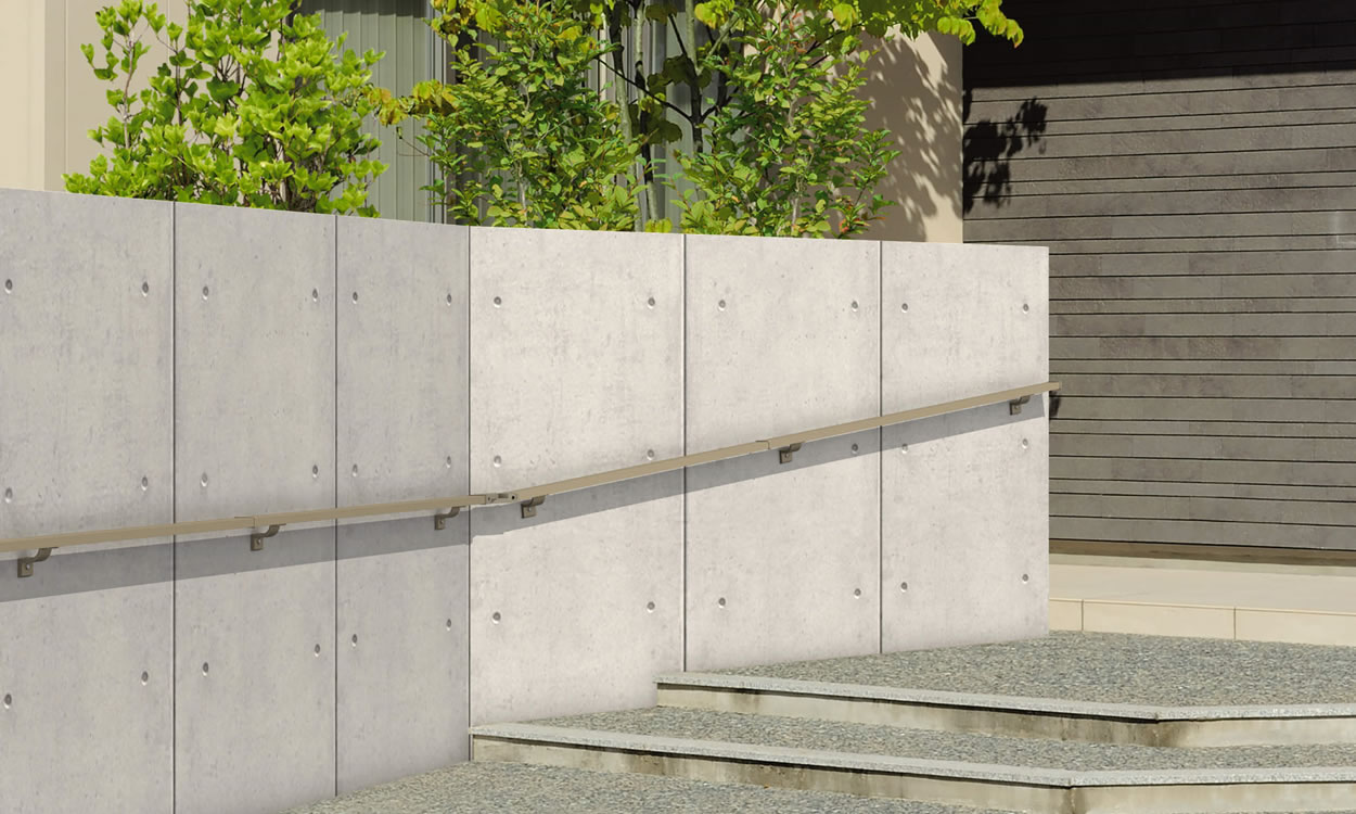 直付けブラケット アーバングレー（UC）／直付けブラケット（固定式：形材タイプ）　三協アルミ　門・フェンスまわり　目隠し　モダン　おしゃれ　エクステリア　愛知・名古屋の外構専門店パートナーホームのエクステリア　製品一覧　歩行者用補助手すり　ジーエムライン|パートナーホーム