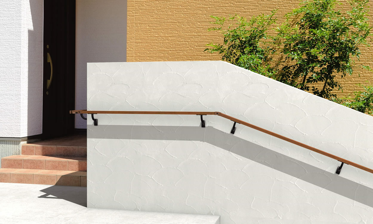 直付けブラケット クラフトチェリー（YC）・ブラック（KC）／直付けブラケット（固定式：鋳物タイプ）　三協アルミ　門・フェンスまわり　目隠し　モダン　おしゃれ　エクステリア　愛知・名古屋の外構専門店パートナーホームのエクステリア　製品一覧　歩行者用補助手すり　ジーエムライン|パートナーホーム