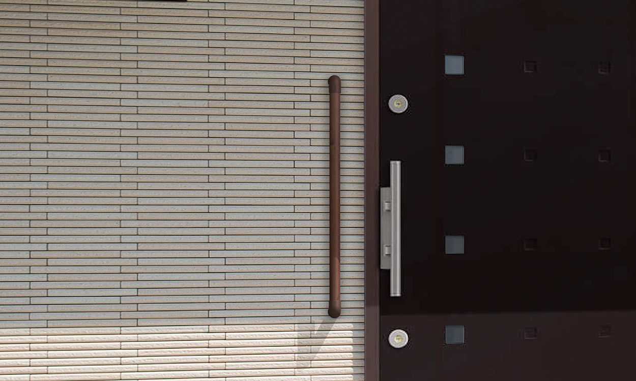 エトランポS2型　動作補助手すり トラッドパイン／動作補助手すり　三協アルミ　玄関アプローチ　門・フェンスまわり　モダン　おしゃれ　エクステリア　愛知・名古屋の外構専門店パートナーホームのエクステリア　製品一覧　歩行者用補助手すり　エトランポS・エトランポU|パートナーホーム