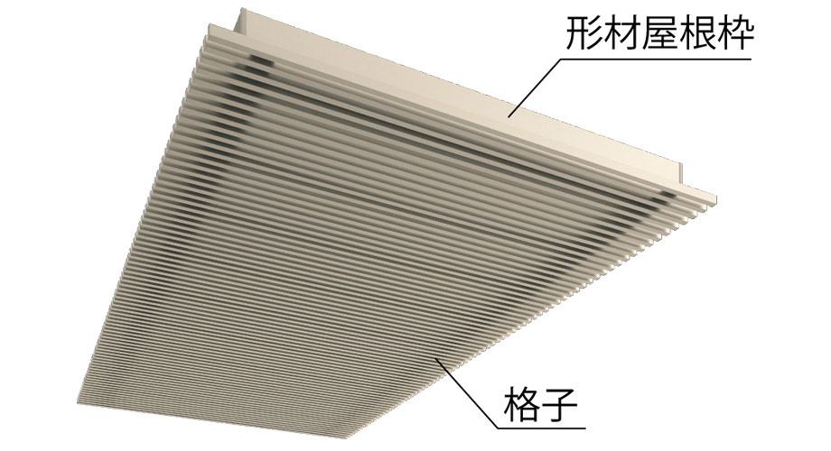Roof 形材屋根枠／格子 ※写真は太格子　三協アルミ　車庫まわり　カーポート　モダン　おしゃれ　エクステリア　愛知・名古屋の外構専門店パートナーホームのエクステリア　製品一覧　カーポート　U.スタイル アゼスト セレクトラインタイプ|パートナーホーム