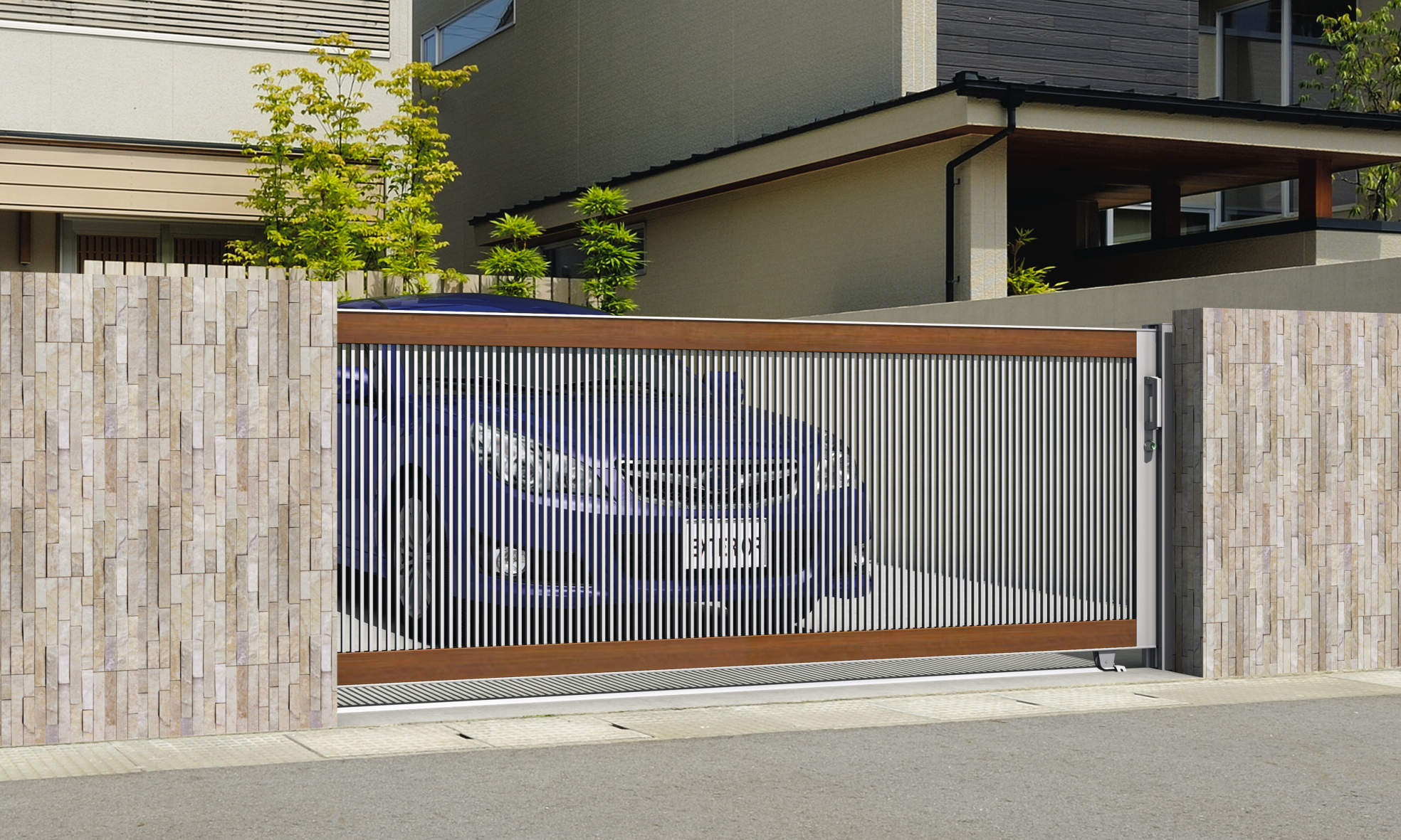 三協アルミ　車庫まわり　門扉　モダン　おしゃれ　エクステリア　愛知・名古屋の外構専門店パートナーホームのエクステリア　製品一覧　引戸門扉　ラグード|パートナーホーム