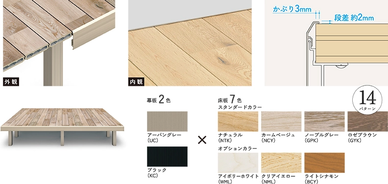 幕板のかぶりを抑えたスッキリとした納まり 三協アルミ　床材　フロア　モダン　おしゃれ　エクステリア　愛知・名古屋の外構専門店パートナーホームのエクステリア　製品一覧　シームレス　Flowa/フロワ|パートナーホーム