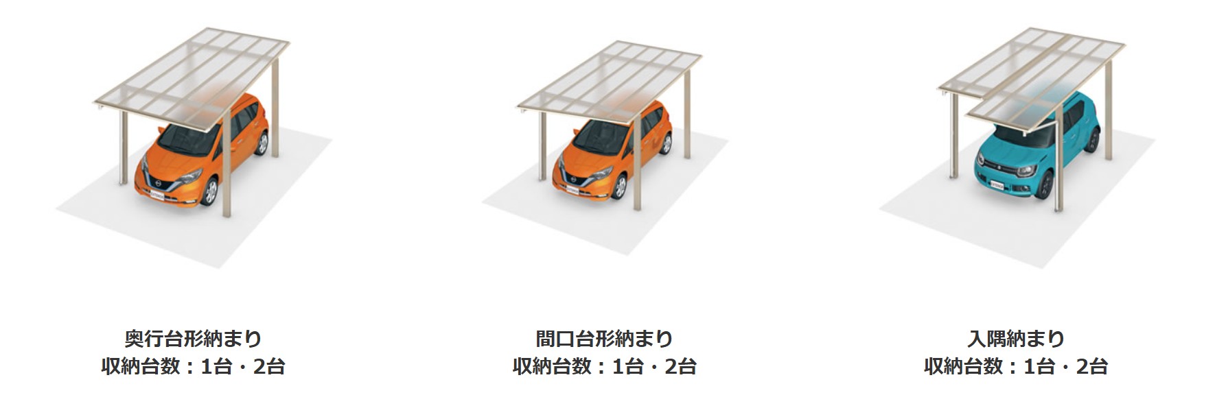 －変形敷地に合わせた納まり－　三協アルミ　車庫まわり　カーポート　モダン　おしゃれ　エクステリア　愛知・名古屋の外構専門店パートナーホームのエクステリア　製品一覧　カーポート　スカイリード　|パートナーホーム