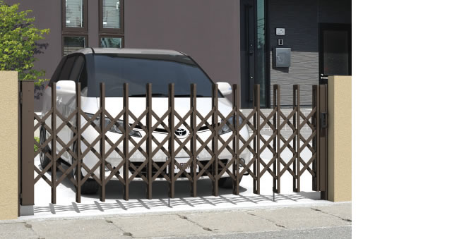 ノンキャスタータイプ　三協アルミ　車庫まわり　モダン　おしゃれ　エクステリア　愛知・名古屋の外構専門店パートナーホームのエクステリア　製品一覧　カーテンゲート　エアリーナⅡ|パートナーホーム