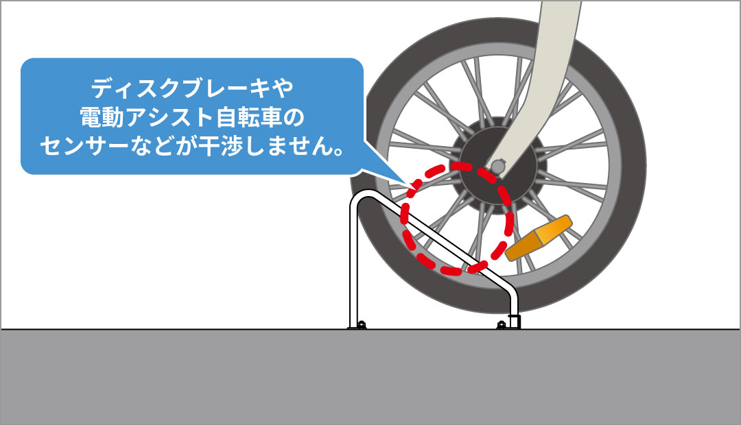 高位式・低位式の組み合わせでスペースを有効活用 タイヤがしっかりと固定されます。 三協アルミ　パブリックエクステリア　駐輪場　自転車　モダン　おしゃれ　エクステリア　愛知・名古屋の外構専門店パートナーホームのエクステリア　製品一覧　サイクルラック　SS-2型 　前輪式（単体）|パートナーホーム